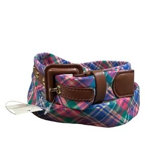 NWT Talbots Outlet Womens Plaid Cotton Belt Brown Buckle Multi Color Size Medium